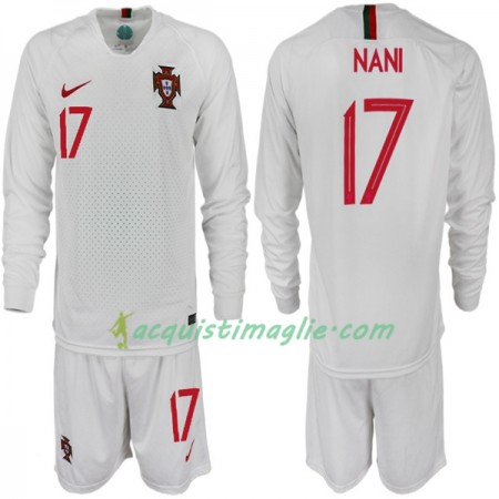 Divisa di Calcio Portogallo NANI 17 Bambino Trasferta Mondiali 2018 Manica Lunga